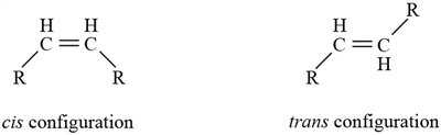 cis and trans configuration of double bonds