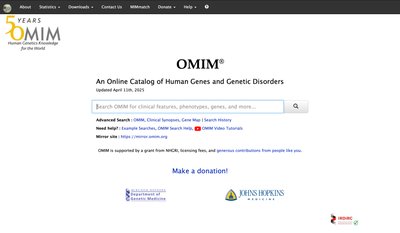 OMIM website screenshot