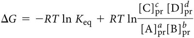 Generalized equation for ΔG in terms of Keq and concentrations
