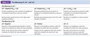 Table: The meaning of ΔG and ΔG°'