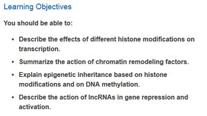 Learning objectives for epigenetics