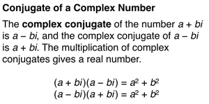 Complex conjugate definition and multiplication