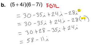 Multiplying complex numbers using FOIL