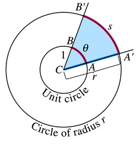 Sector of a circle illustrating radian measure