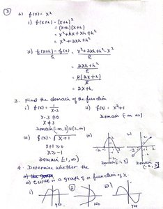 Handwritten notes on domain of functions and graphs