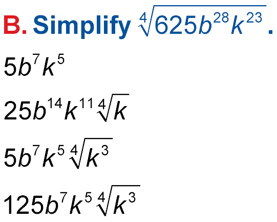 Variable radical simplification example