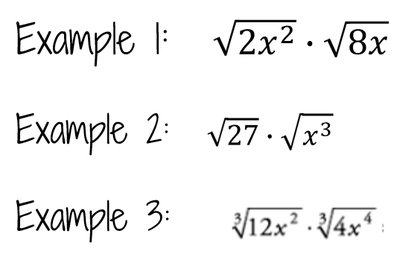 Practice multiplying radicals