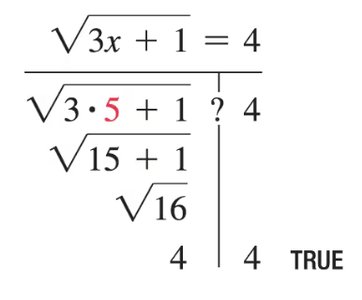 Check for radical equation solution