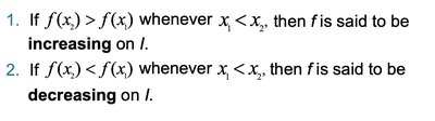Increasing and decreasing functions definition