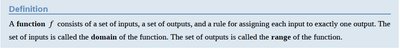 Definition of a function
