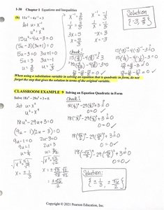 Solving equations quadratic in form example and solution check