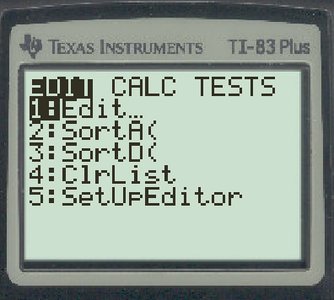 Calculator regression selection screen
