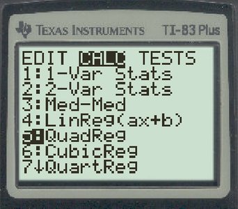 Calculator data table screen