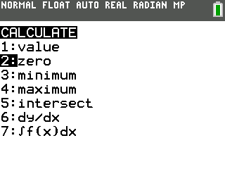 Calculator CALC menu
