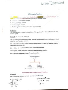Complex number diagram and examples of addition and subtraction