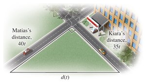 Diagram showing the right triangle formed by the nurses' paths
