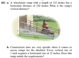 Wheelchair ramp application of the Pythagorean Theorem