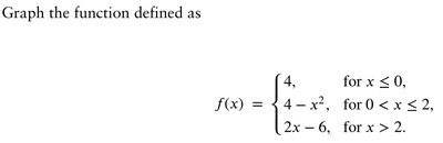 Piecewise function with three cases and graph