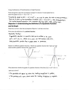 Graphs of parabolas opening up and down