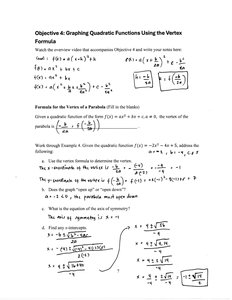 Worked example of finding the vertex and graphing a quadratic function