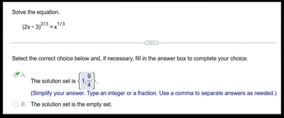 Equation with rational exponents