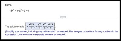 Quartic equation with radical solutions
