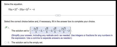 Quartic equation with radical solutions