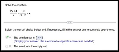 Rational equation with solution set