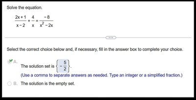 Rational equation with solution set