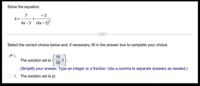 Rational equation with solution set