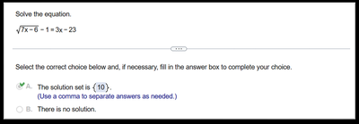 Radical equation with solution set