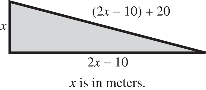 Right triangle with labeled sides in meters