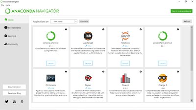 Anaconda Navigator landing page