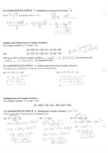 Addition and subtraction of complex numbers example