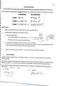 Factoring review examples and steps