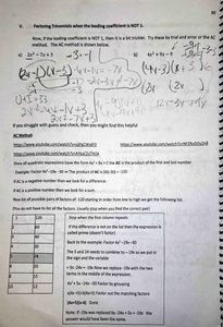 Factoring trinomials with AC method and table