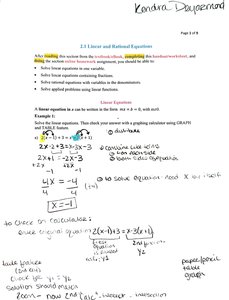 Example of solving a linear equation