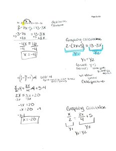 Graphing calculator method for linear equations