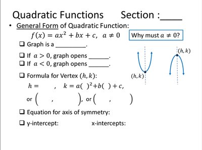 Quadratic function properties and graphs