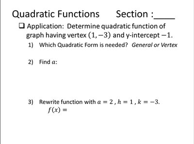 Increasing and decreasing intervals of quadratics