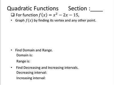 Quadratic function application