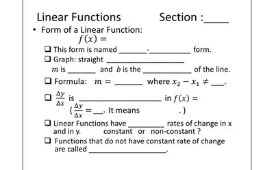 Linear function definitions and properties