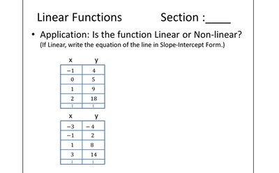 Tables for linearity check