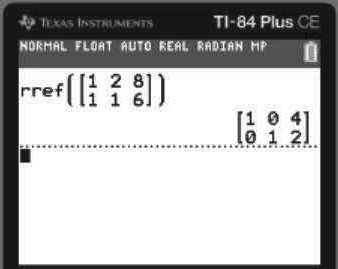 TI-84 calculator rref output