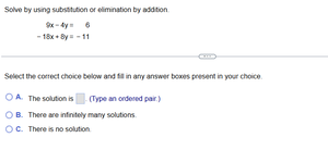 System of equations for substitution or elimination