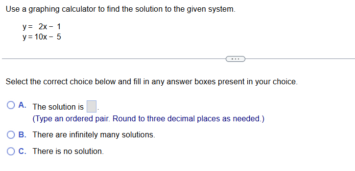 Graphing calculator system of equations