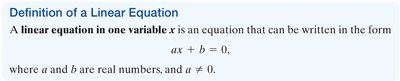 Definition of a Linear Equation