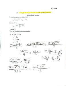 Quadratic formula example