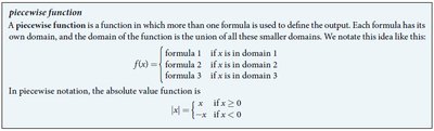 Piecewise function definition and absolute value example