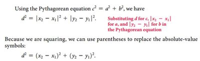 Derivation of the distance formula from the Pythagorean theorem